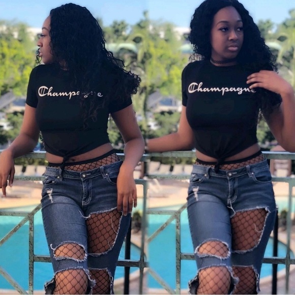 Champagne Crop Tee - Picture 3 of 4